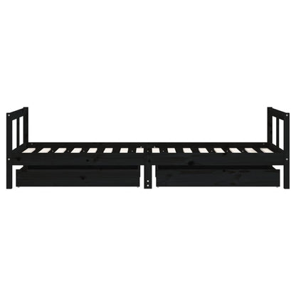 Vidaxl Estructura De Cama Niños Con Cajones Madera Pino Negro 80x200cm_5