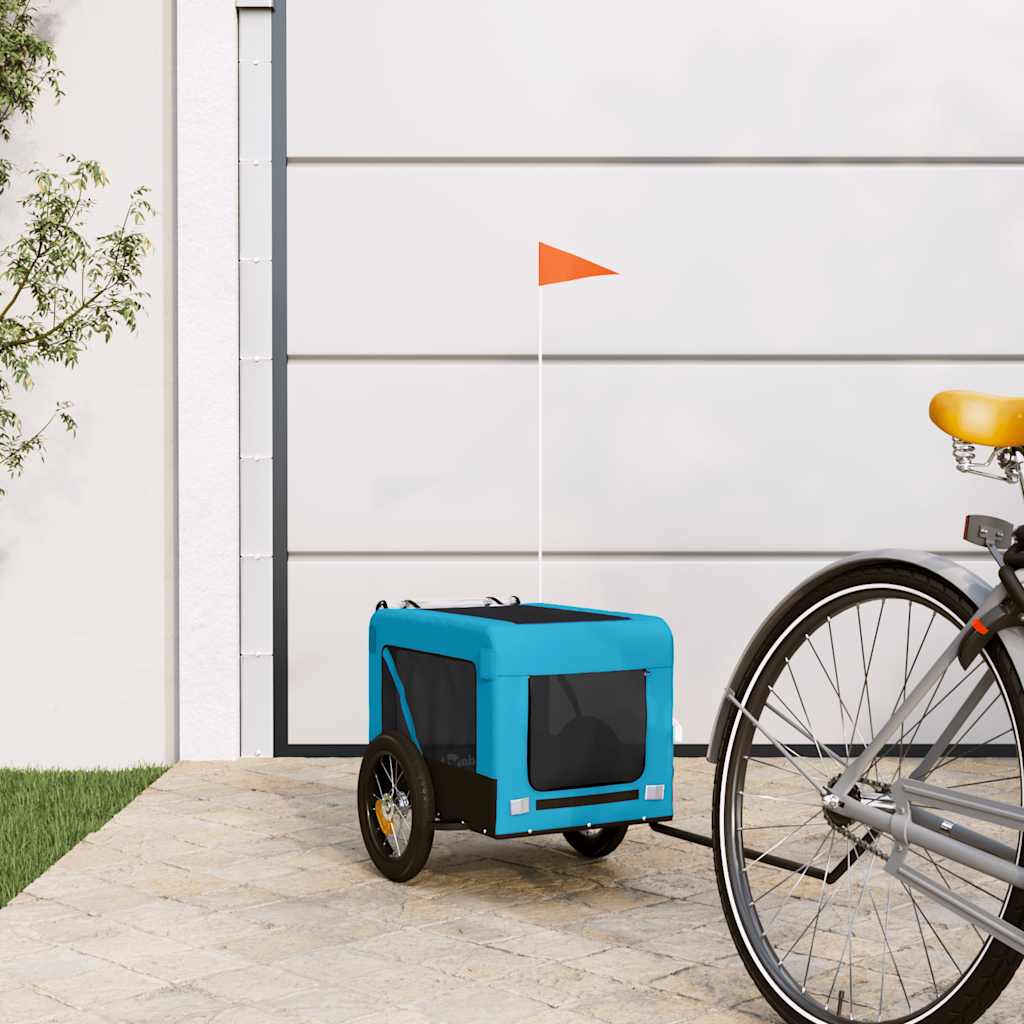 Remolque De Bicicleta Mascotas Hierro Tela Oxford Azul Negro_1