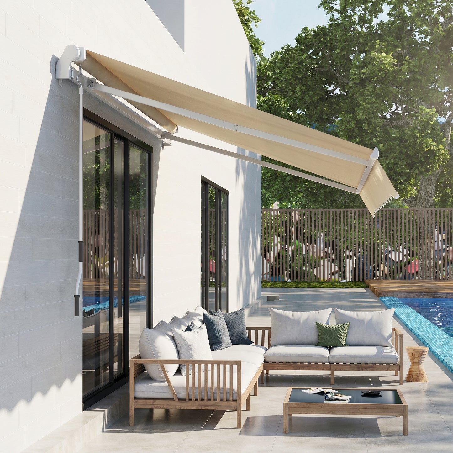 Outsunny Toldo Manual Plegable De Aluminio Manivela Ángulo Ajustable 2,95x2,5m_3