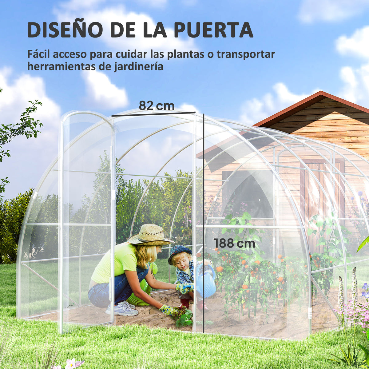 Invernadero De Túnel Outsunny Pe, Acero Galvanizado Transparente 395x295x195 Cm_4