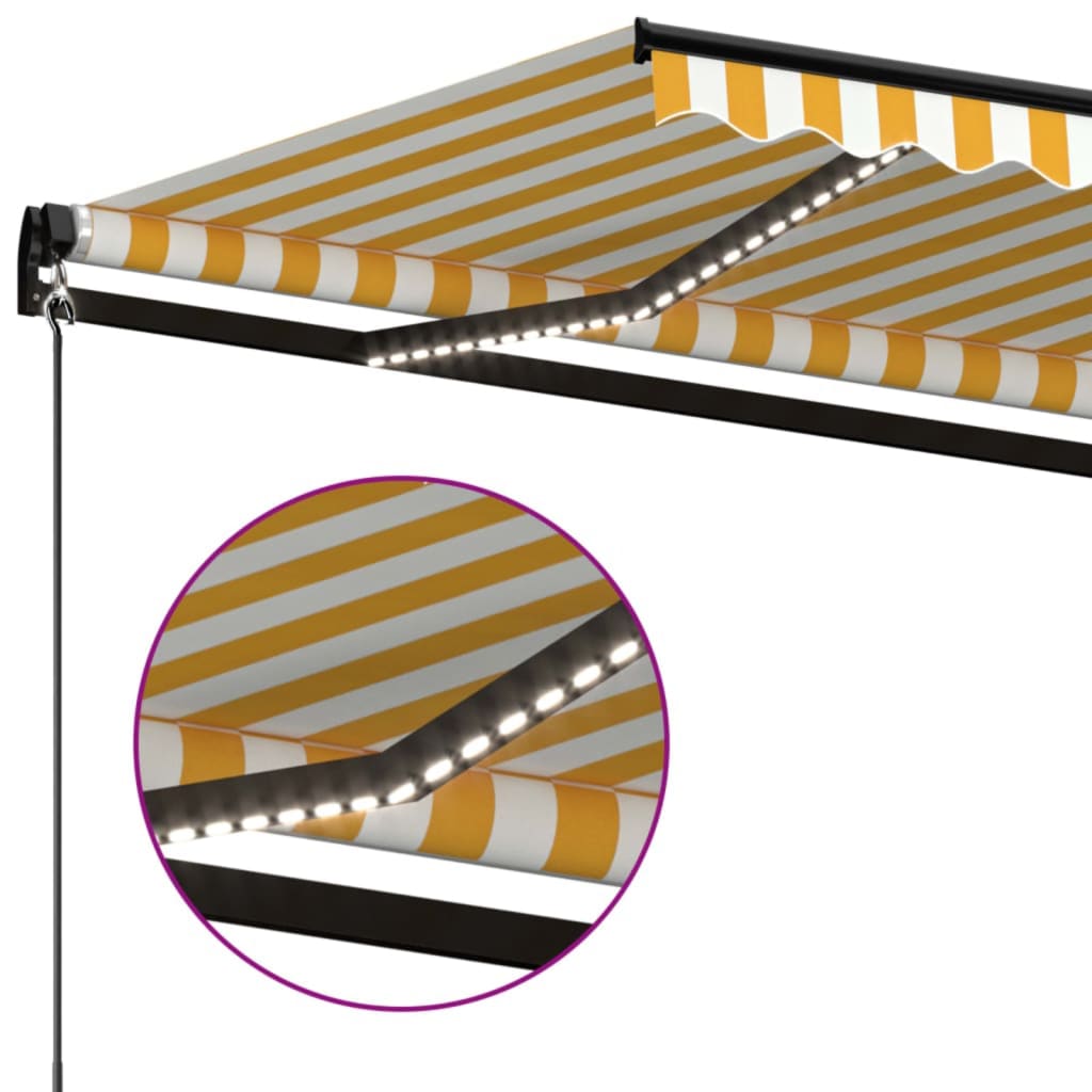 Toldo Manual Retráctil Con Led Amarillo Y Blanco 450x350 Cm_4