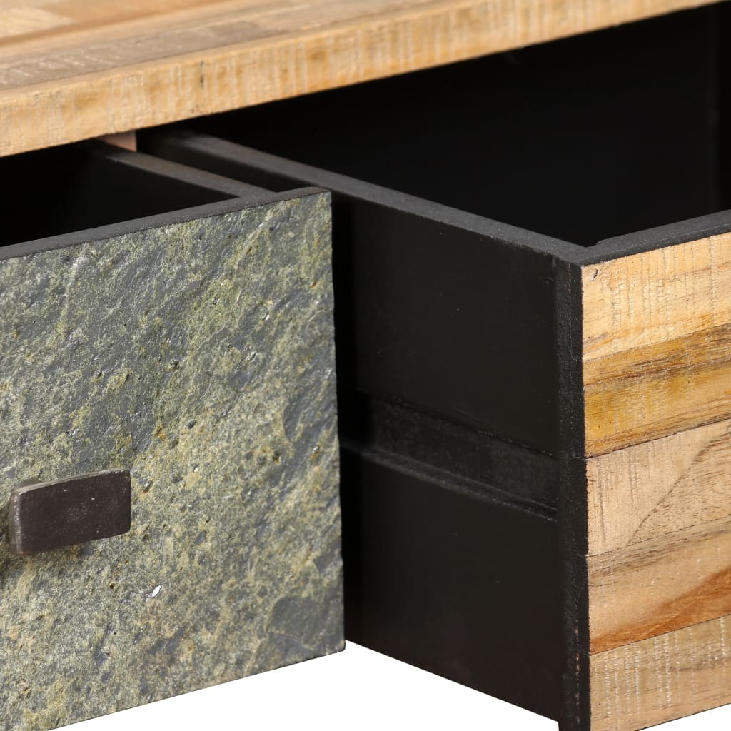 Mesa De Centro De Teca Maciza Reciclada 90x65x40 Cm_4