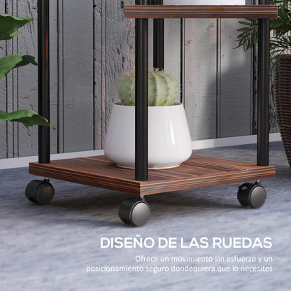 Outsunny Estantería Para Plantas De 5 Niveles De Madera 59x59x110 Cm Carbonizado_4