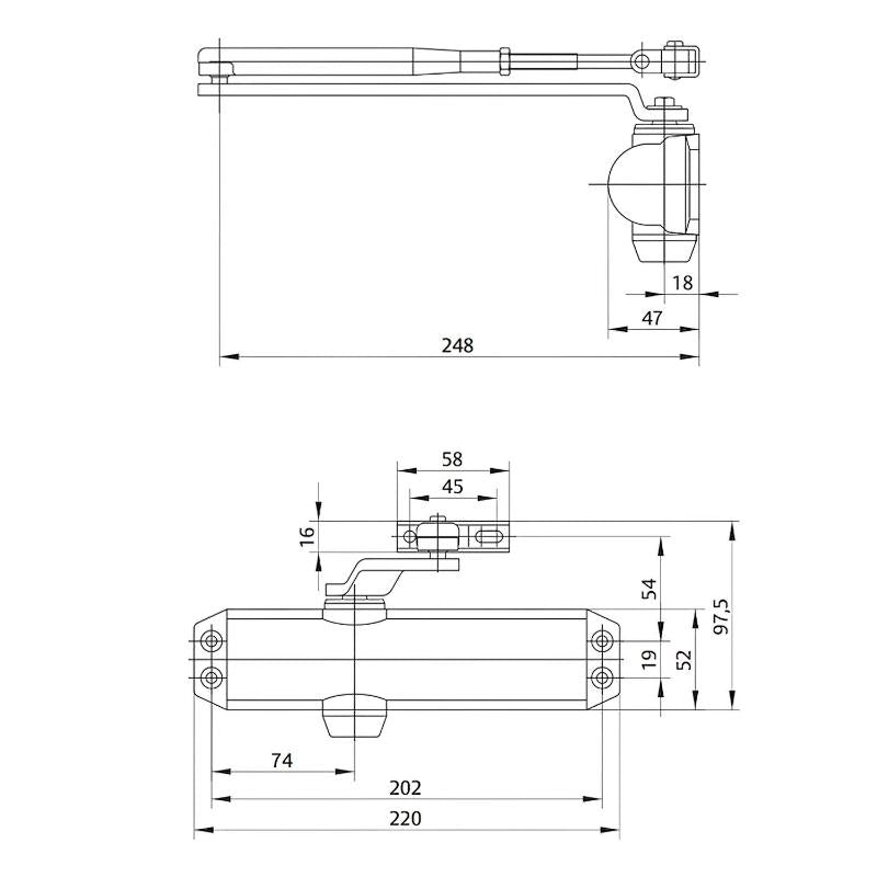 Cierrapuertas Tesa Dc120  F2-4 Sin Retenedor Plateado_1