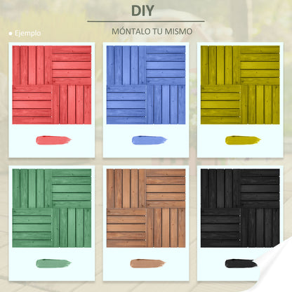 Outsunny Set 27 Baldosas De Madera De Clic 30x30 Cm Área De 2,43 M² Marrón_3
