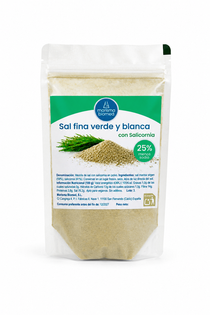 Sal Fina Verde Y Blanca | Salicornia Y Sal Marina Virgen Bio | 25% Menos Sodio 100 g_1