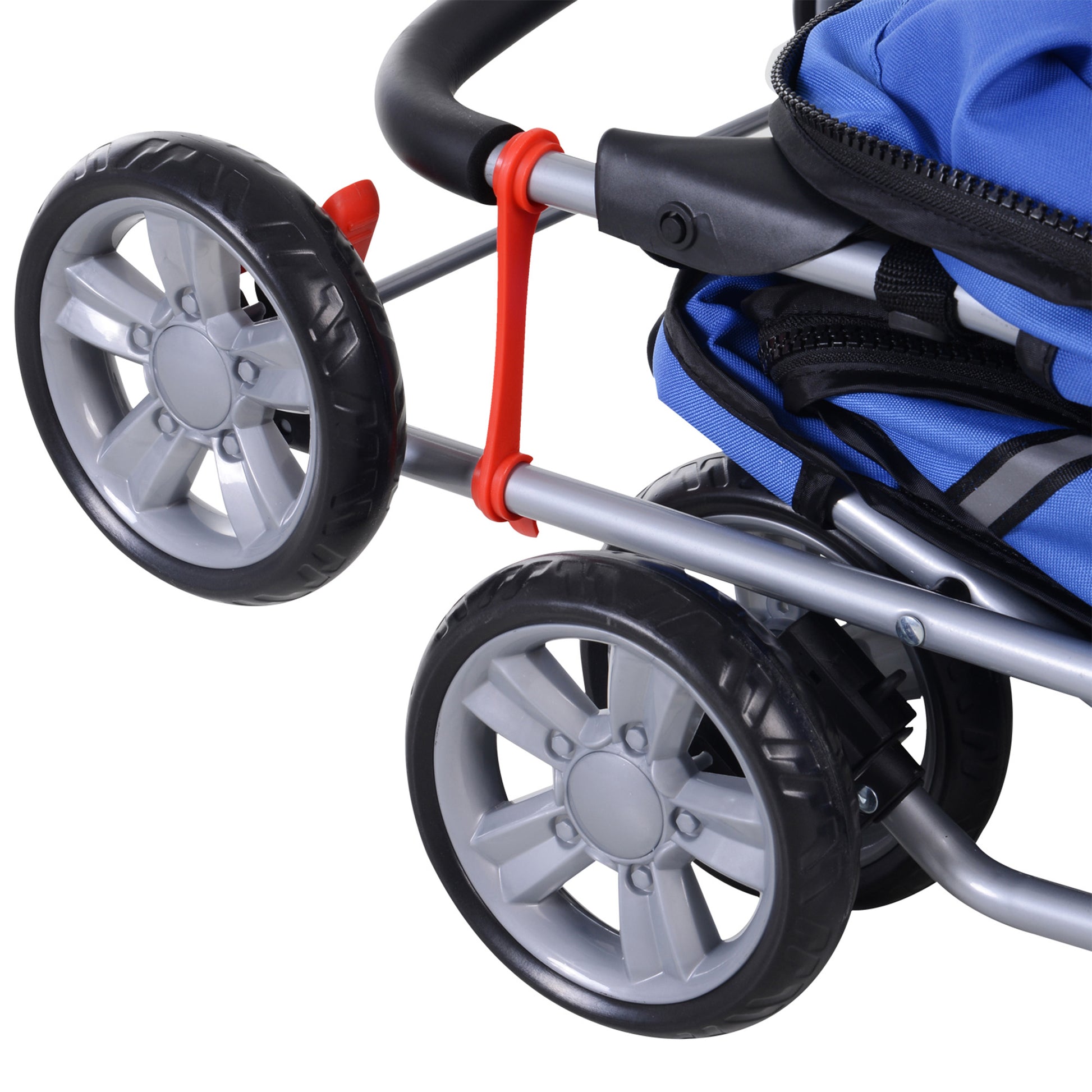 Pawhut Carrito Para Perros Plegable Con Toldo Ajustable 75x45x97 Cm Azul_4