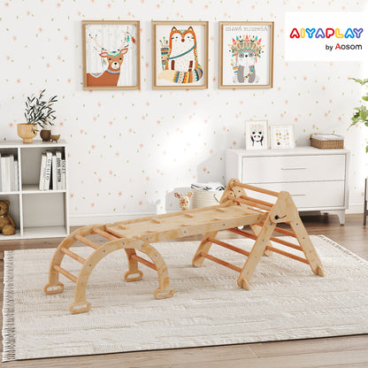 Aiyaplay 7 En 1 Triángulo De Escalada Montessori Con Arco Y Rampa 188x70 Cm_1