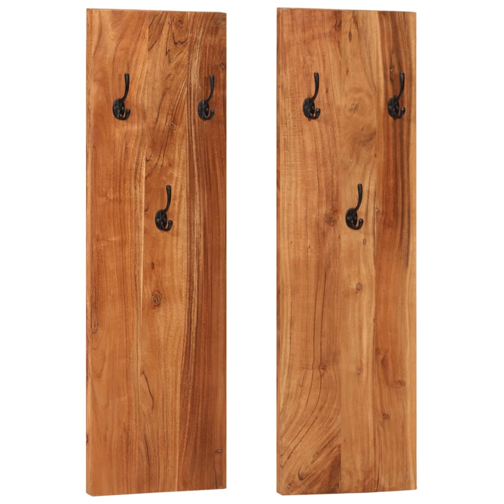 Percheros De Pared 2 Uds Madera Maciza De Acacia 36x3x110 Cm_1