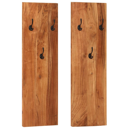 Percheros De Pared 2 Uds Madera Maciza De Acacia 36x3x110 Cm_1