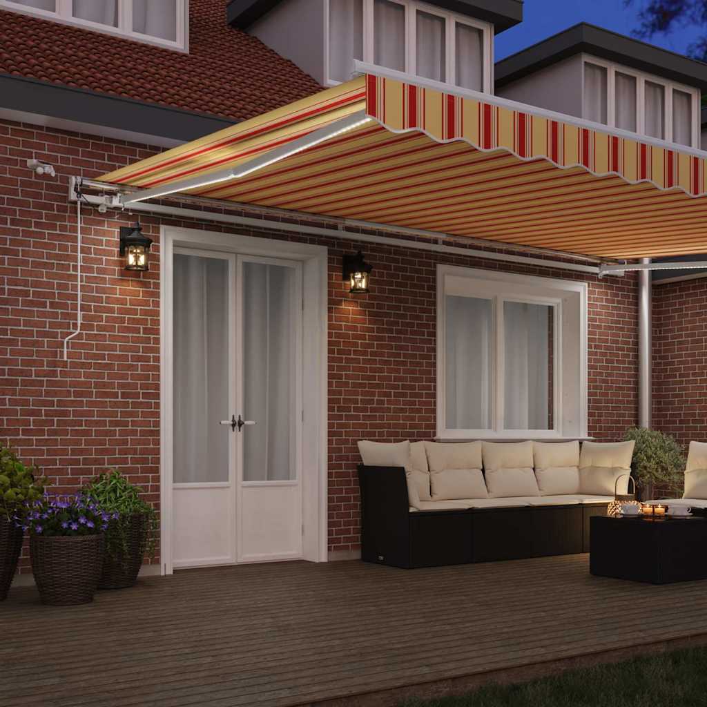 Toldo Retráctil Amarillo Y Naranja 500 X 300 Cm Poliéster_2