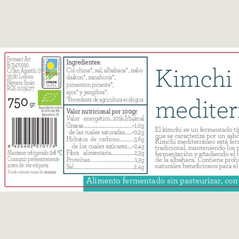 Kimchi Mediterráneo Eco Sin Pasteurizar Ferment Art 750 Gr_1