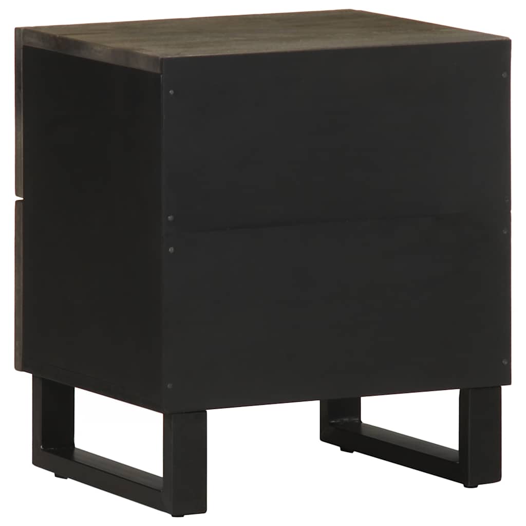 Mesitas De Noche 2 Uds Madera Maciza De Mango Negro 40x33x46 Cm_4