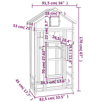 Vidaxl Casita Para Pájaros Madera Maciza Pino Color Moca 91,5x53x170cm_2