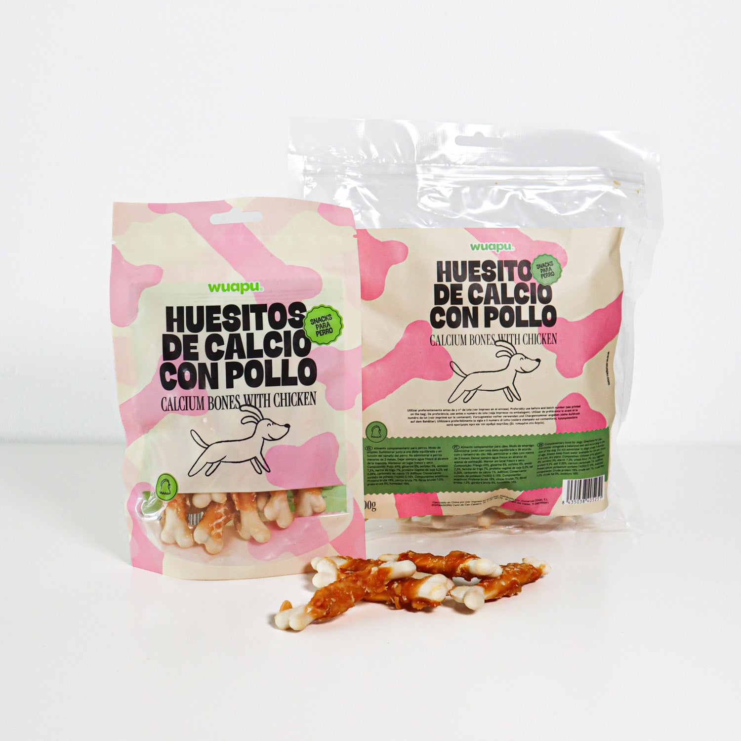 Snack Natural Para Perro Huesitos De Calcio Con Pollo Wuapu 12x100gr_0