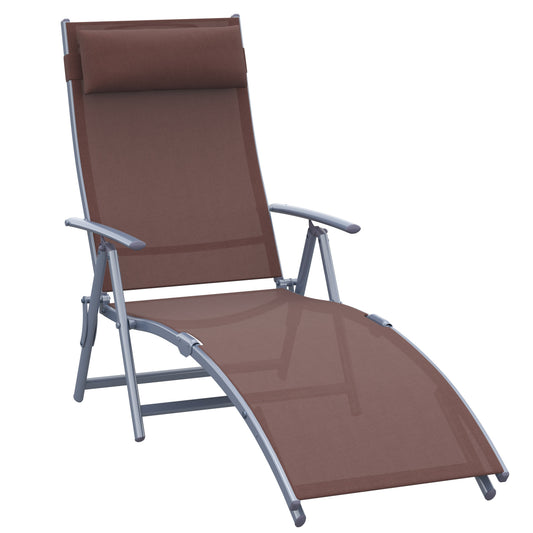 Outsunny Tumbona Plegable Con Respaldo Ajustable 137x63,5x100,5 Cm Marrón_0