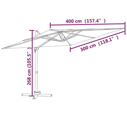 Vidaxl Sombrilla Colgante Con Poste De Aluminio Terracota 400x300 Cm_2