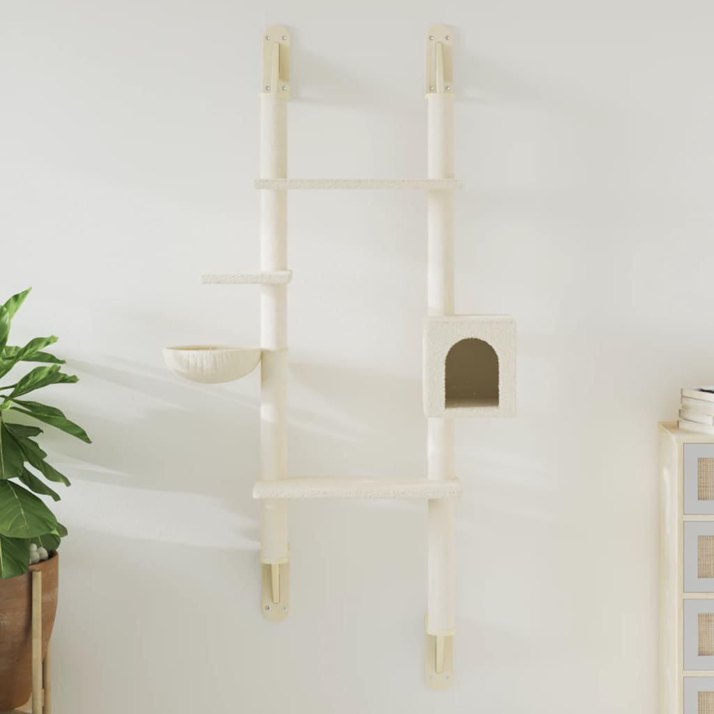 Árbol Rascador Para Gatos De Pared Crema 180 Cm_1