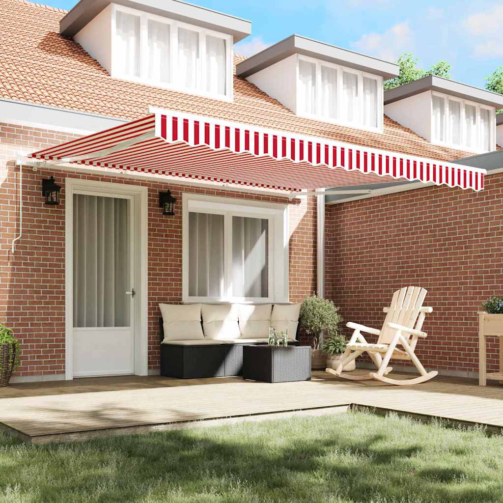 Toldo Retráctil Rojo Y Blanco 400 X 350 Cm Poliéster Y Aluminio_2