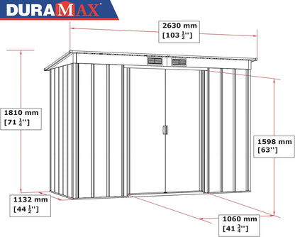 Duramax - Caseta Jardín - Eco Pent Roof 8x4 - Metal  - Color Gris Antracita_4