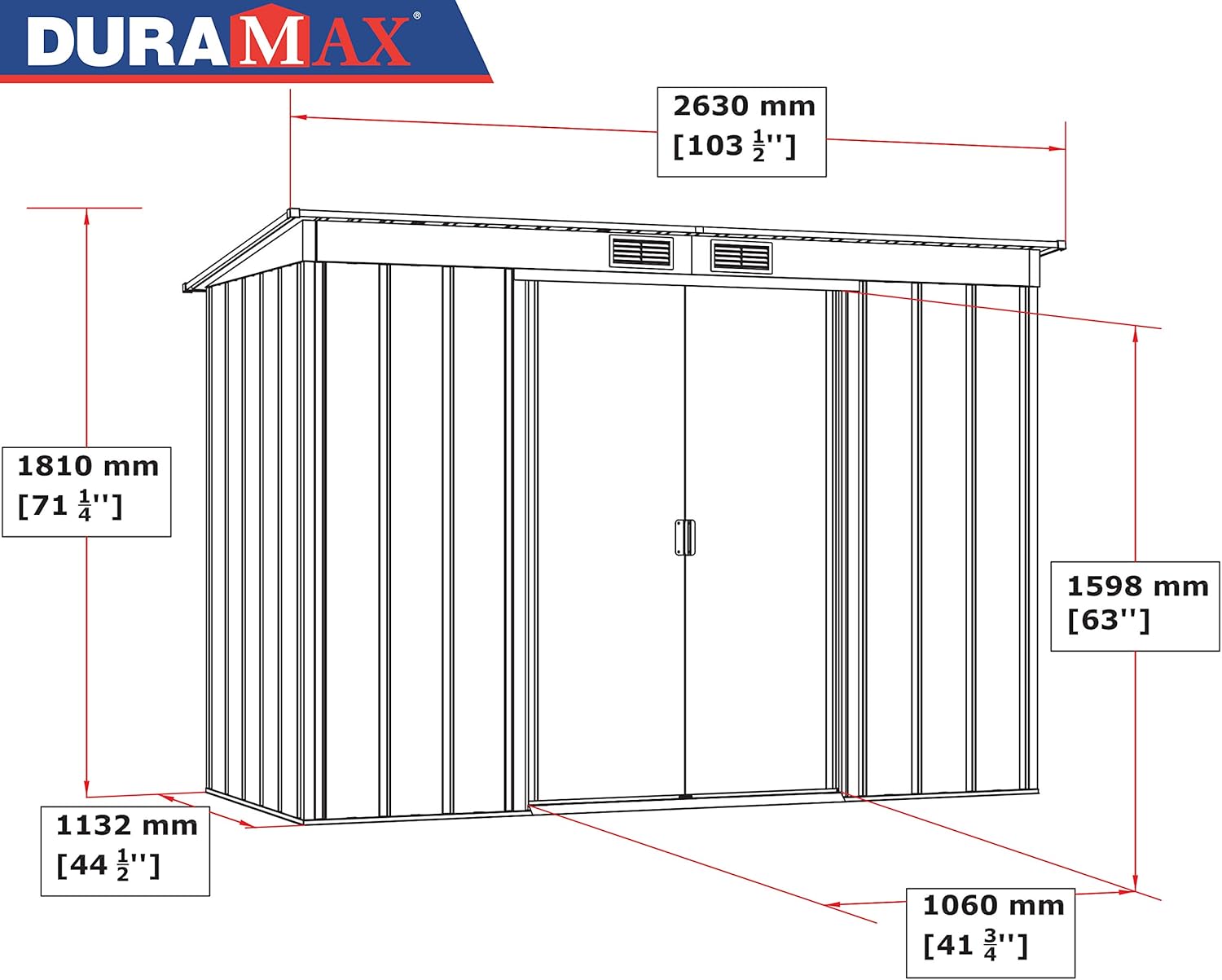 Duramax - Caseta Jardín - Eco Pent Roof 8x4 - Metal  - Color Gris Antracita_4