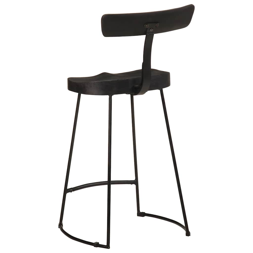 Taburetes De Barra 2 Uds Negro 49x43x88 Cm Madera Maciza Mango_2