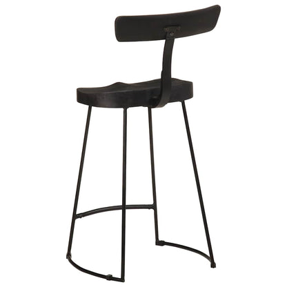 Taburetes De Barra 2 Uds Negro 49x43x88 Cm Madera Maciza Mango_2
