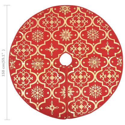 Vidaxl Falda De Árbol De Navidad De Lujo Con Calcetín De Tela Roja De 150 Cm De_2