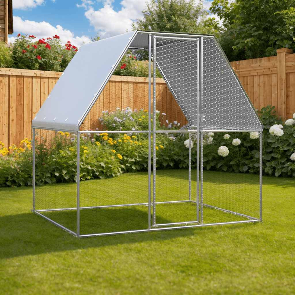 Vidaxl Gallinero De Acero Galvanizado Plateado Y Gris 2x2x2 M_1