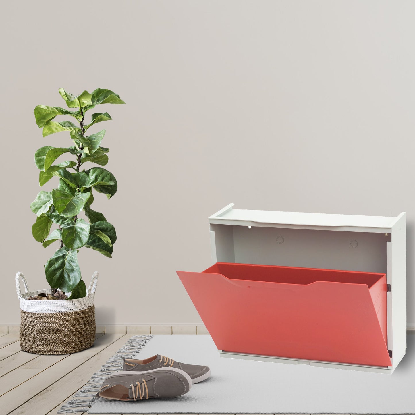 Pack De 2 Zapateros En Polipropileno Color Rojo