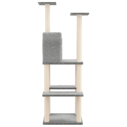 Vidaxl Rascador Para Gatos Con Postes De Sisal Gris Claro 144,5 Cm_3