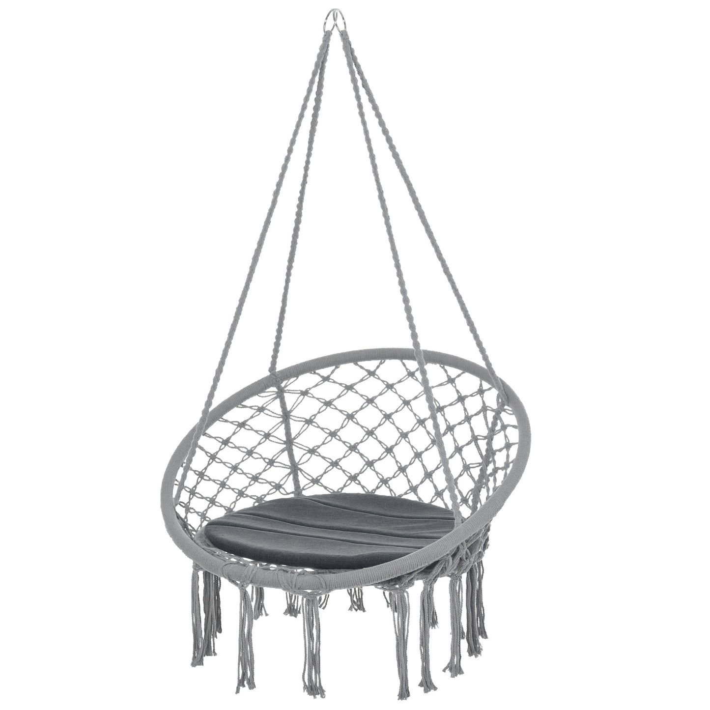 Outsunny Silla Colgante Redondo De Ø60 Con Cojín Interior Y Exterior 80x80x42 Cm_0