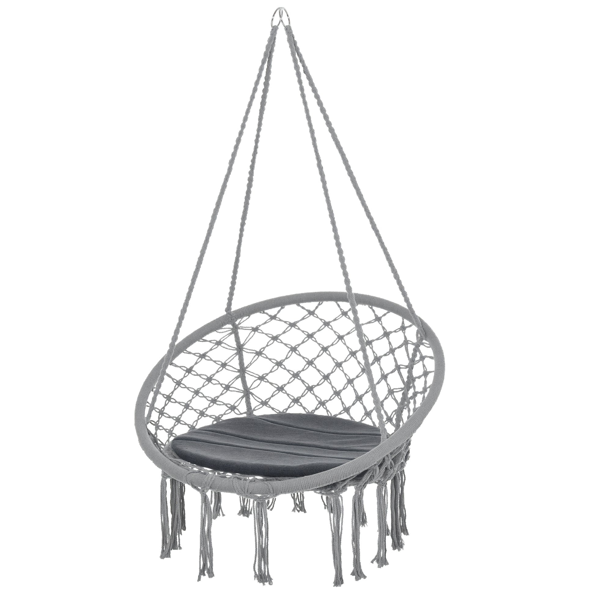Outsunny Silla Colgante Redondo De Ø60 Con Cojín Interior Y Exterior 80x80x42 Cm_0