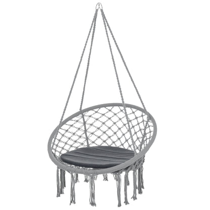 Outsunny Silla Colgante Redondo De Ø60 Con Cojín Interior Y Exterior 80x80x42 Cm_0