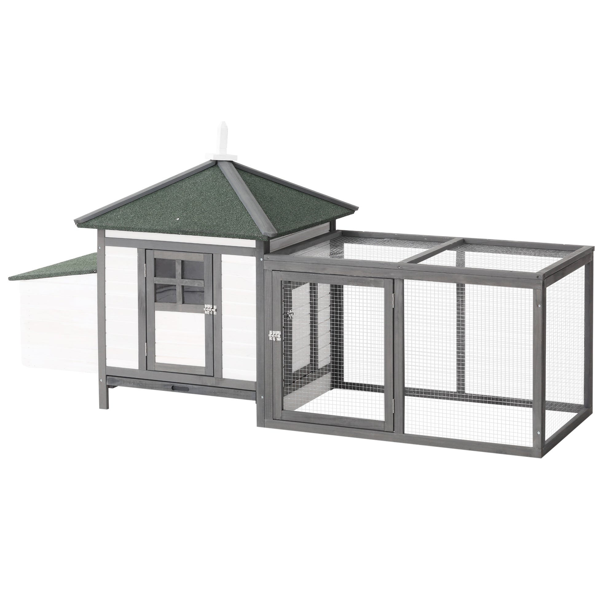 Pawhut Gallinero De Madera Con Caja Nido Espacio Para Correr 196x76x97cm Gris_0