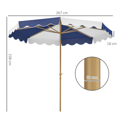 Outsunny Sombrilla Terraza Exterior Ø267 Cm Con Ángulo Inclinable Azul Y Blanco_2