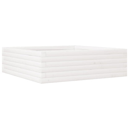 Jardinera De Madera Maciza De Pino Blanca 80x80x23 Cm_0