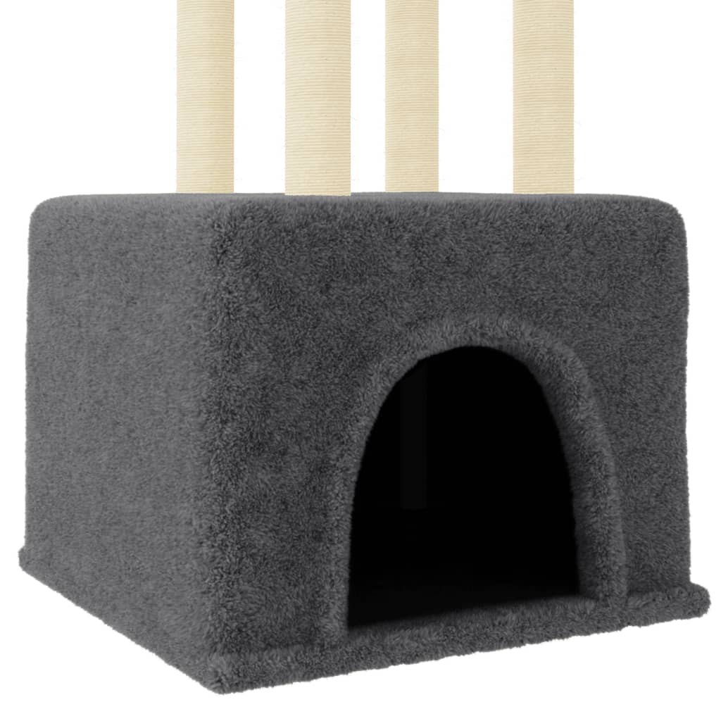 Rascador Para Gatos Con Postes De Sisal Gris Oscuro 133,5 Cm_5