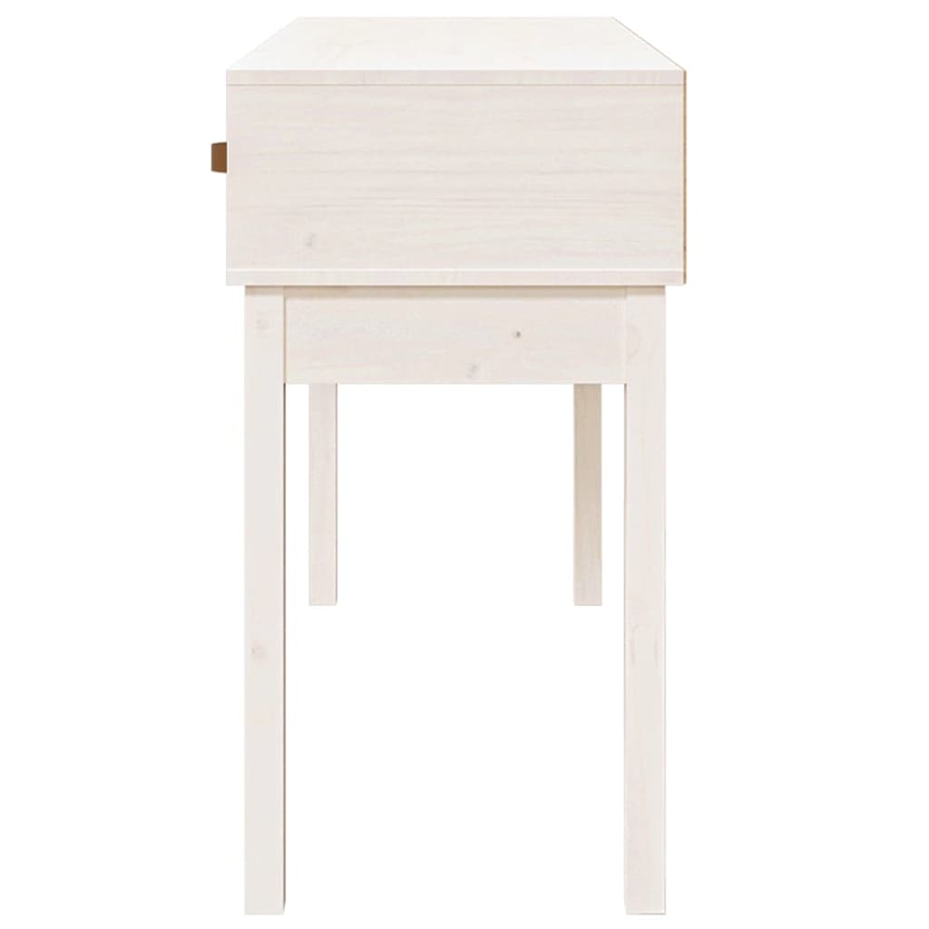 Mesa Consola De Madera Maciza De Pino Blanco 114x40x75 Cm_3