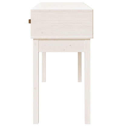 Mesa Consola De Madera Maciza De Pino Blanco 114x40x75 Cm_3
