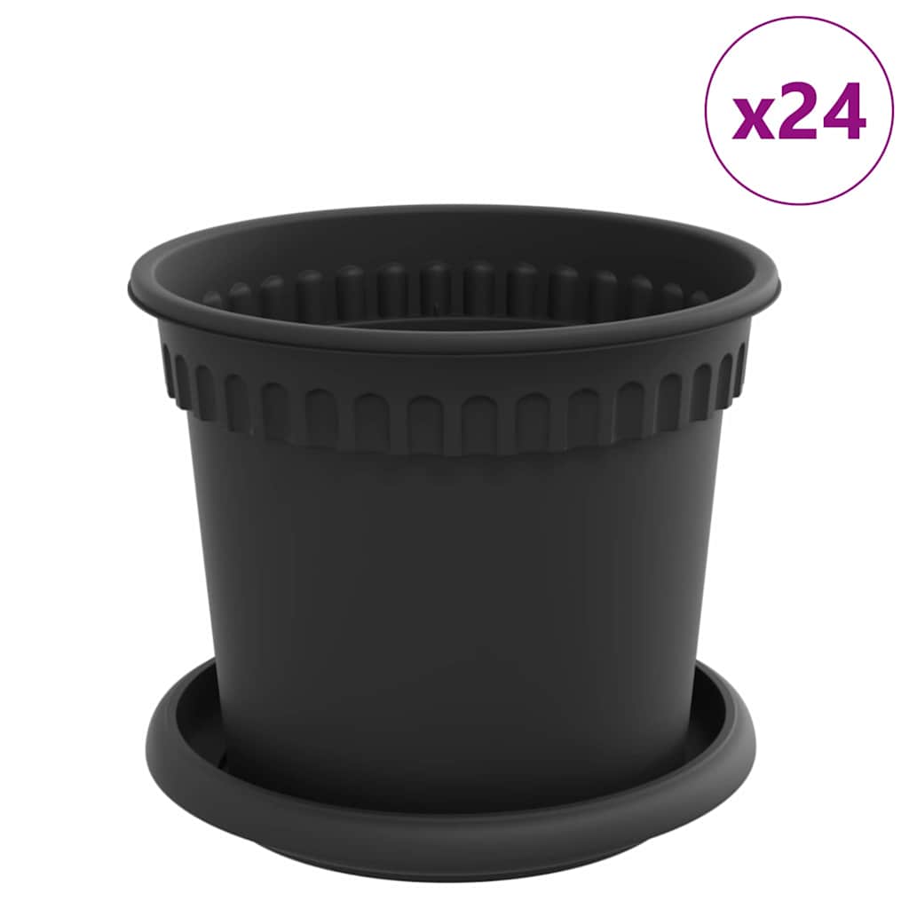 Macetas 24 Pcs Negro Ø 15 X 12 Cm Plástico_0