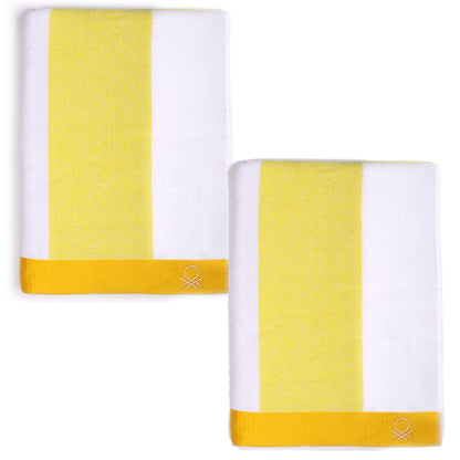 Set 2 Toalla De Playa 90x160cm 450gsm Terry 100%algodon Amarillo Casa Benetton_0