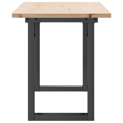 Mesa De Centro Marco O Madera Maciza Pino Y Acero 110x40x45 Cm_3