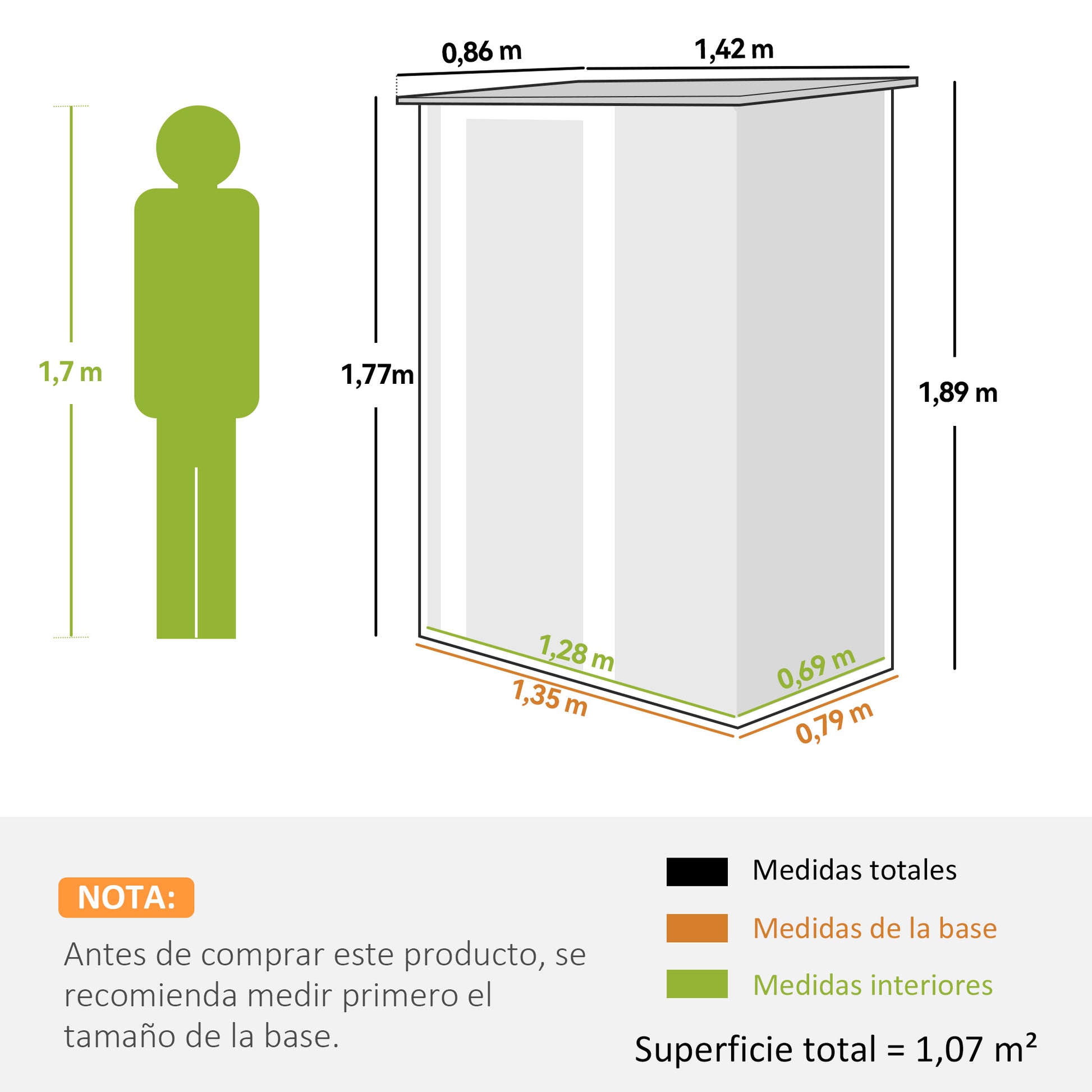 Outsunny Caseta De Jardín 1,07m² 142x86x189cm Metálico Con Puerta Marrón_2