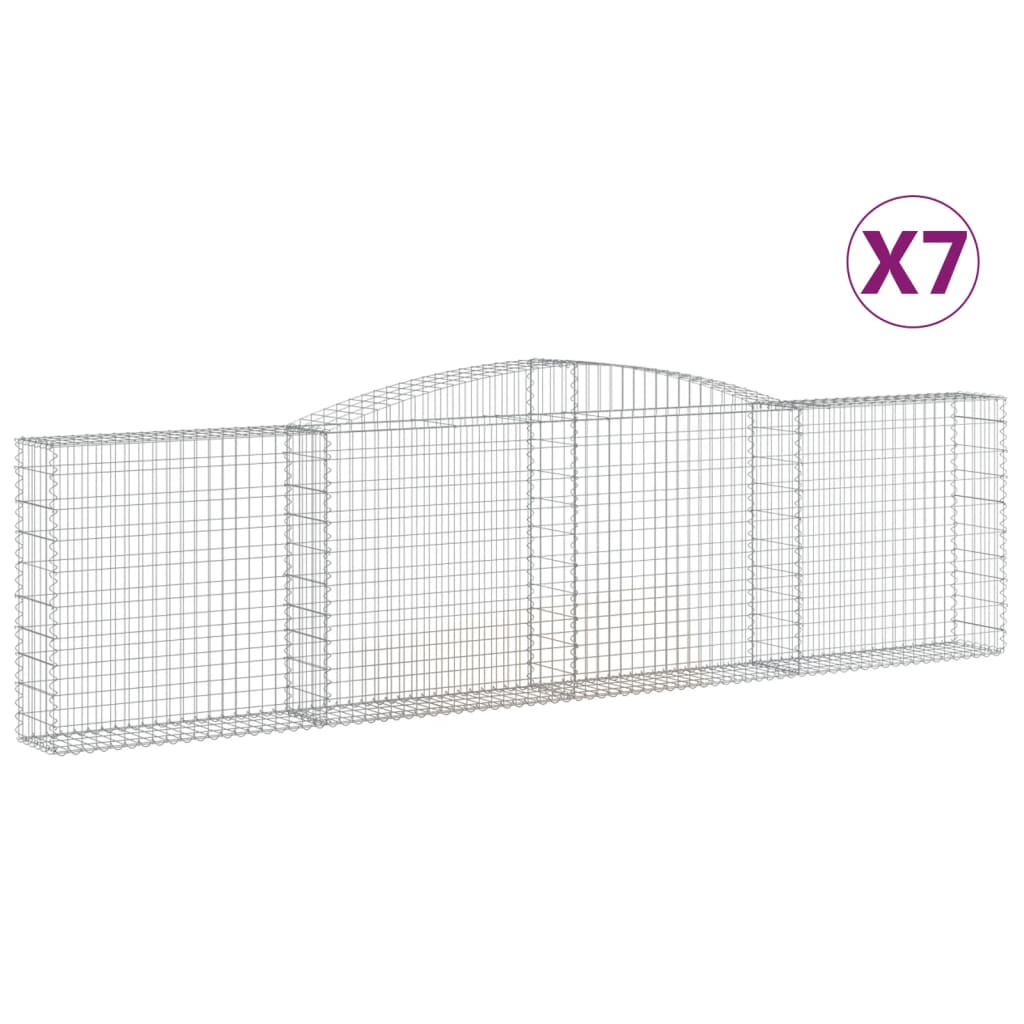 Cestas De Gaviones 7 Uds Forma De Arco Hierro 400x30x100/120 Cm_0