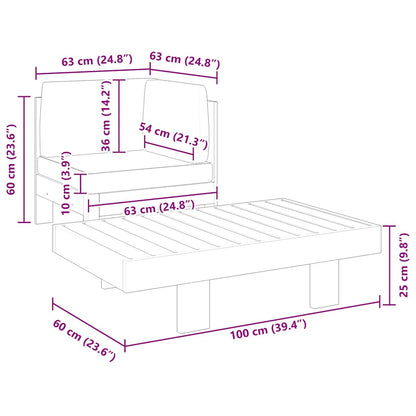 Vidaxl Muebles De Jardín 2 Pzas Cojines Madera Acacia Gris Oscuro_2