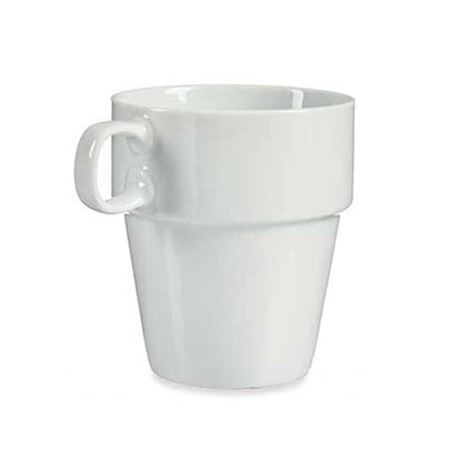 Set 4 Tazas Apilables Blanco Con Estante Colección Vessia