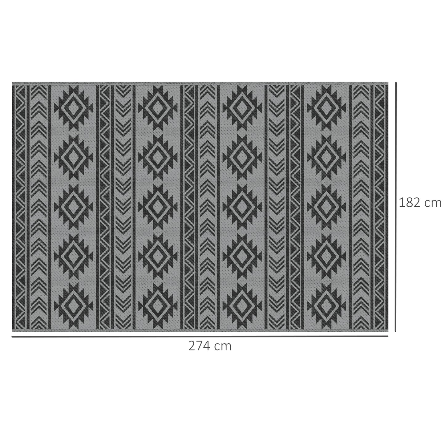 Outsunny Alfombra De Exterior 182x274 Cm Impermeable Anti-uv Negro Y Gris_2