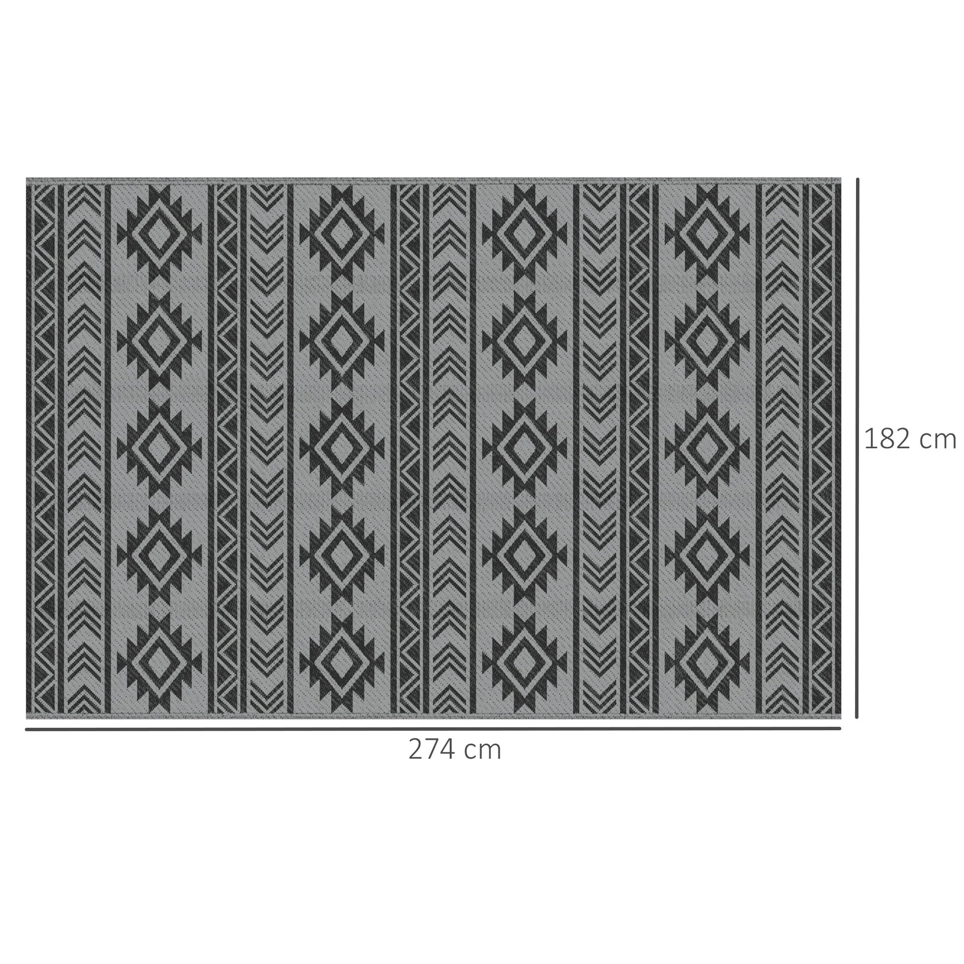 Outsunny Alfombra De Exterior 182x274 Cm Impermeable Anti-uv Negro Y Gris_2
