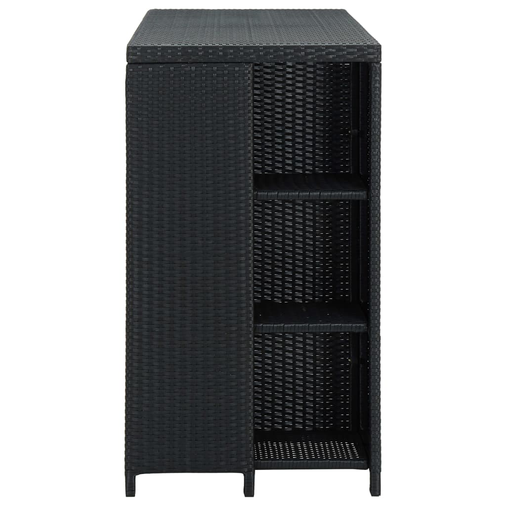 Mesa Bar Estante Almacenaje 120x60x110cm Ratán Sintético Negro_1